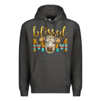 Charcoal Heather Western Blessed Mom Charolais Bull Premium Hoodie - LillyAllenDesigns