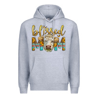 Heather Grey Western Blessed Mom Charolais Bull Premium Hoodie - LillyAllenDesigns