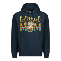 Navy Western Blessed Mom Charolais Bull Premium Hoodie - LillyAllenDesigns