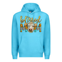 Ocean Blue Western Blessed Mom Charolais Bull Premium Hoodie - LillyAllenDesigns