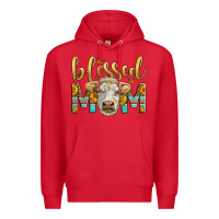 Red Western Blessed Mom Charolais Bull Premium Hoodie - LillyAllenDesigns