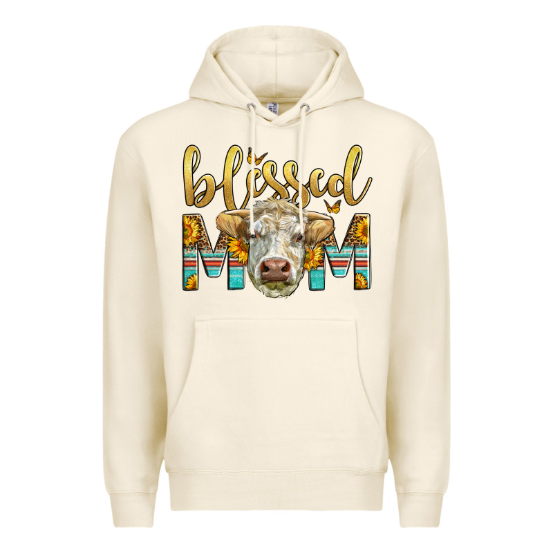 Western Blessed Mom Charolais Bull Premium Hoodie by LillyAllenDesigns | Teevron