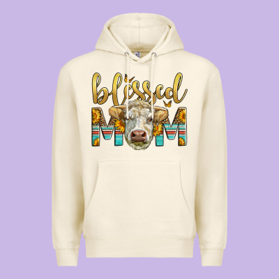 Western Blessed Mom Charolais Bull Premium Hoodie Designed By Lillyallendesigns