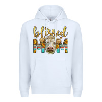 White Western Blessed Mom Charolais Bull Premium Hoodie - LillyAllenDesigns