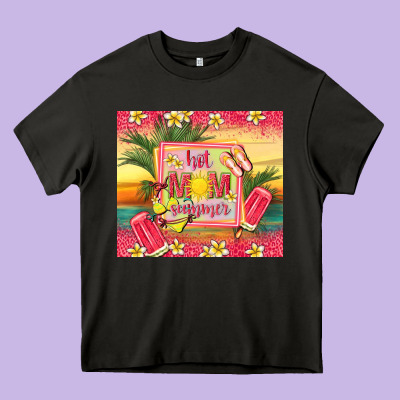Hot Mom Summer Heavy Core Tee Designed By Tumblerdesignbyshophia