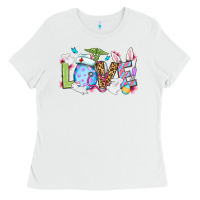 White Love Nurse Easter Ladies Tee - OliviaCreatesArt