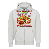 Dove Grey hamburger are my valentine Zipper Hoodie - AdoDesignShop