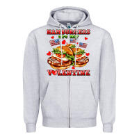 Heather Grey hamburger are my valentine Zipper Hoodie - AdoDesignShop