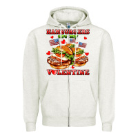 Oatmeal Heather hamburger are my valentine Zipper Hoodie - AdoDesignShop