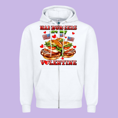 Hamburger Are My Valentine Zipper Hoodie Designed By Adodesignshop