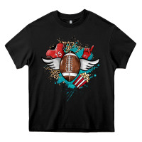 Black Football ball leopard glitter Heavy Core Tee - HowdyJamesFarm