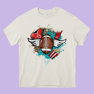 Football Ball Leopard Glitter Heavy Core Tee Designed By Howdyjamesfarm