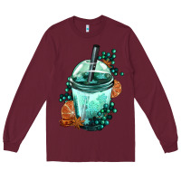 Burgundy Winter Bobba Cup Long Sleeve Tee - FaDigitalArtStudio