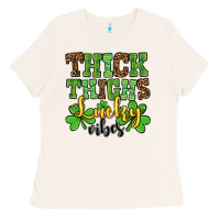 Bone St. Patrick's Thick thighs lucky vibes Ladies Tee - OliviaCreatesArt