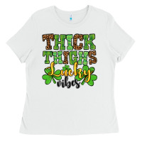 St. Patrick's Thick Thighs Lucky Vibes Ladies Tee | Teevron