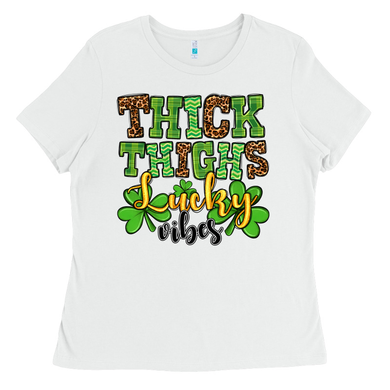 St. Patrick's Thick Thighs Lucky Vibes Ladies Tee by OliviaCreatesArt | Teevron