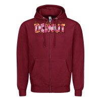 Burgundy donut with donut and hearts Zipper Hoodie - AdoDesignShop