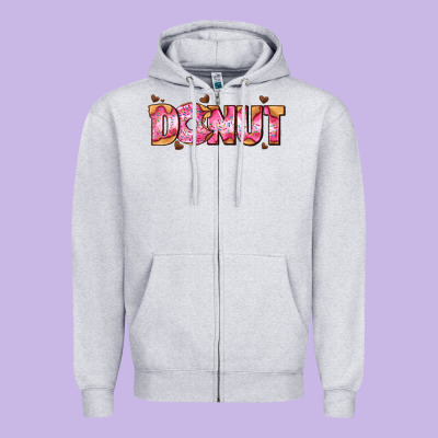 Donut With Donut And Hearts Zipper Hoodie Designed By Adodesignshop