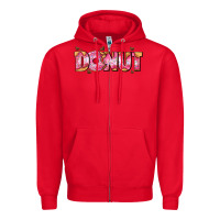 Red donut with donut and hearts Zipper Hoodie - AdoDesignShop