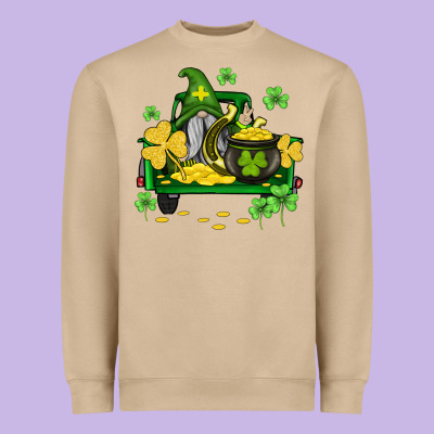 St Patricks Truck And Gnome Heavyweight Sweatshirt Designed By Adodesignshop
