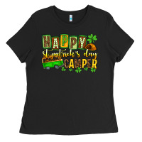 Black St. Patrick's Happy St. Patrick's Day camper Ladies Tee - OliviaCreatesArt
