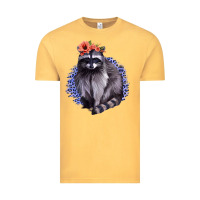 Vintage Mustard Classy But A Little Thrashy Racoon With Flowers Vintage Tee - Jasminsmagicworld