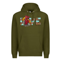 Army Green love rooster head Premium Hoodie - LillyAllenDesigns
