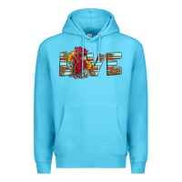 Ocean Blue love rooster head Premium Hoodie - LillyAllenDesigns