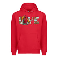 Red love rooster head Premium Hoodie - LillyAllenDesigns