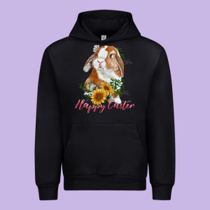 Happy Easter With Bunny And Sunflowers Urban Hoodie Designed By Ranaportraitstore