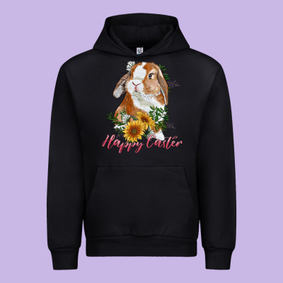 Happy Easter With Bunny And Sunflowers Urban Hoodie Designed By Ranaportraitstore