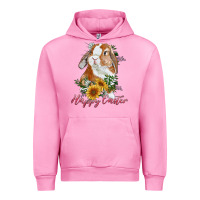 Fuchsia Pink Happy easter with bunny and sunflowers Urban Hoodie - RanaPortraitStore