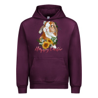 Mauve Wine Happy easter with bunny and sunflowers Urban Hoodie - RanaPortraitStore