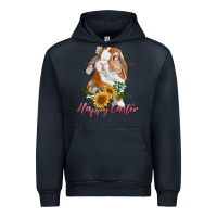 Navy Happy easter with bunny and sunflowers Urban Hoodie - RanaPortraitStore