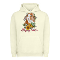 Pigment Pistachio Happy easter with bunny and sunflowers Urban Hoodie - RanaPortraitStore