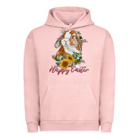 Pigment Salmon Happy easter with bunny and sunflowers Urban Hoodie - RanaPortraitStore