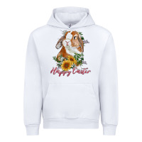 White Happy easter with bunny and sunflowers Urban Hoodie - RanaPortraitStore