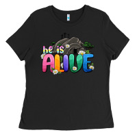 Black Easter Day He is alive Ladies Tee - OliviaCreatesArt