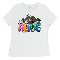 White Easter Day He is alive Ladies Tee - OliviaCreatesArt