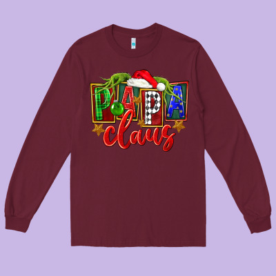 Christmas Papa Claus Long Sleeve Tee Designed By Fadigitalartstudio