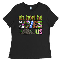 Black Easter Day Oh he loves us Ladies Tee - OliviaCreatesArt