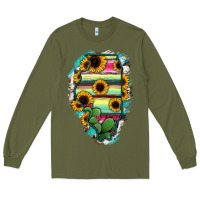 Army Green Illinois Map Sunflower Cactus Serape Long Sleeve Tee - RanaPortraitStore