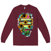 Burgundy Illinois Map Sunflower Cactus Serape Long Sleeve Tee - RanaPortraitStore