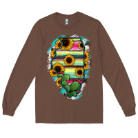 Chestnut Illinois Map Sunflower Cactus Serape Long Sleeve Tee - RanaPortraitStore