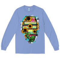 Colony Blue Illinois Map Sunflower Cactus Serape Long Sleeve Tee - RanaPortraitStore