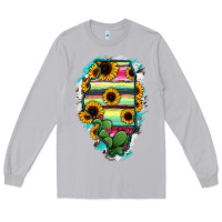 Moon Dust Illinois Map Sunflower Cactus Serape Long Sleeve Tee - RanaPortraitStore