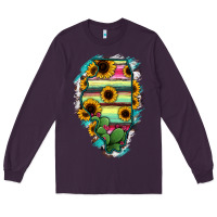Plum Illinois Map Sunflower Cactus Serape Long Sleeve Tee - RanaPortraitStore