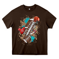 Chocolate Brown Football lightning bolt leopard Heavy Core Tee - HowdyJamesFarm