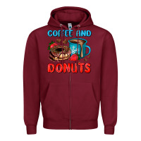 Burgundy coffee and donuts Zipper Hoodie - AdoDesignShop