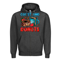 Charcoal Heather coffee and donuts Zipper Hoodie - AdoDesignShop